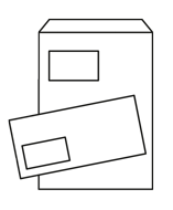 Briefumschlag DIN C4 (Lasche an der schmalen Seite), haftklebend mit Fenster, einseitig 1/0 schwarz-/weiß bedruckt