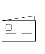 Klapp-Visitenkarten quer 5/5 farbig mit beidseitig partieller UV-Lackierung <br>beidseitig bedruckt (CMYK 4-farbig + 1 Gold-Sonderfarbe)