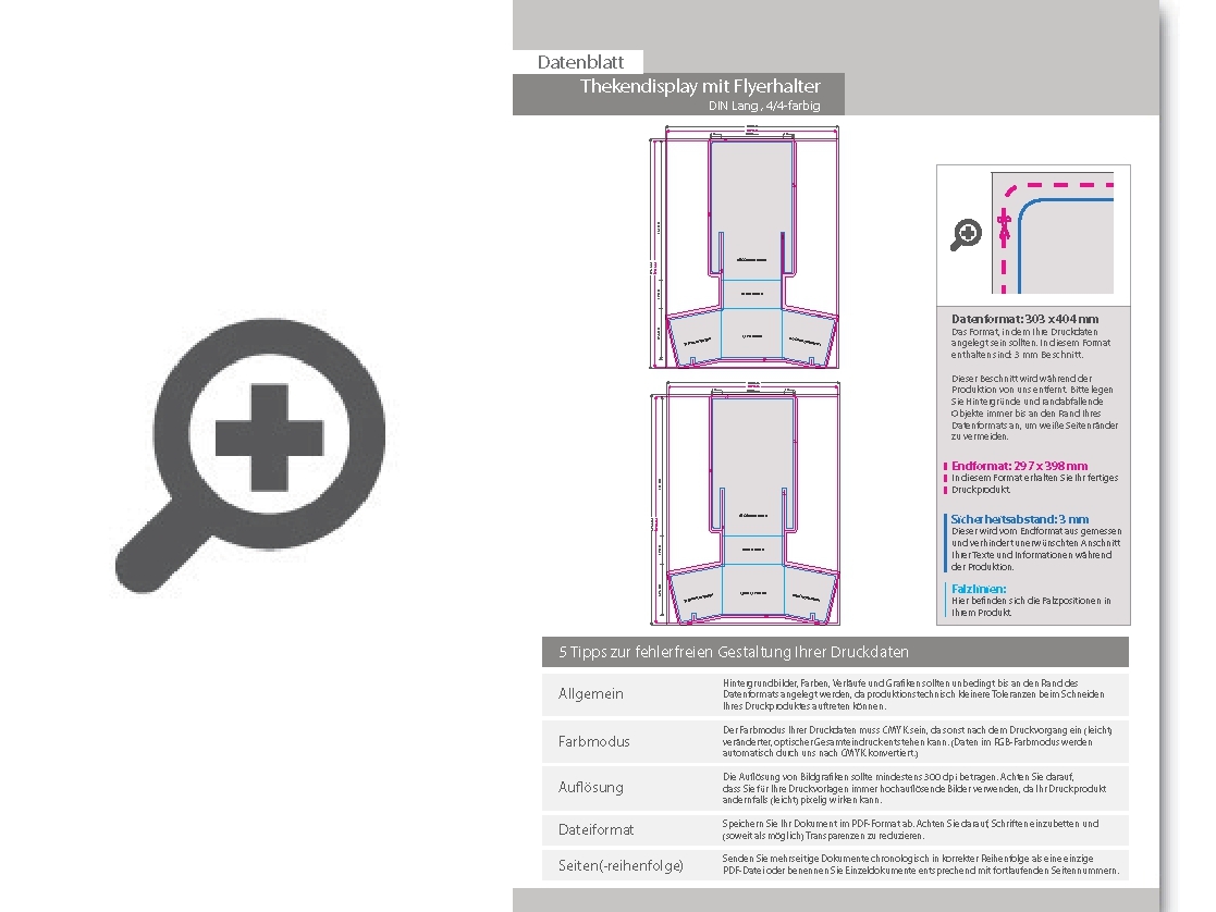 Product Bild thekendisplay_mit_flyerhalter__din_lang__4_4-farbig_beidseitig_bedruckt